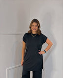 Blusa Michele – Túnica Longa com Fenda Lateral em Malha Confort - Naguirre Shop
