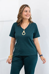 Blusa Nina - Gola V Canelado Flex - Naguirre Shop