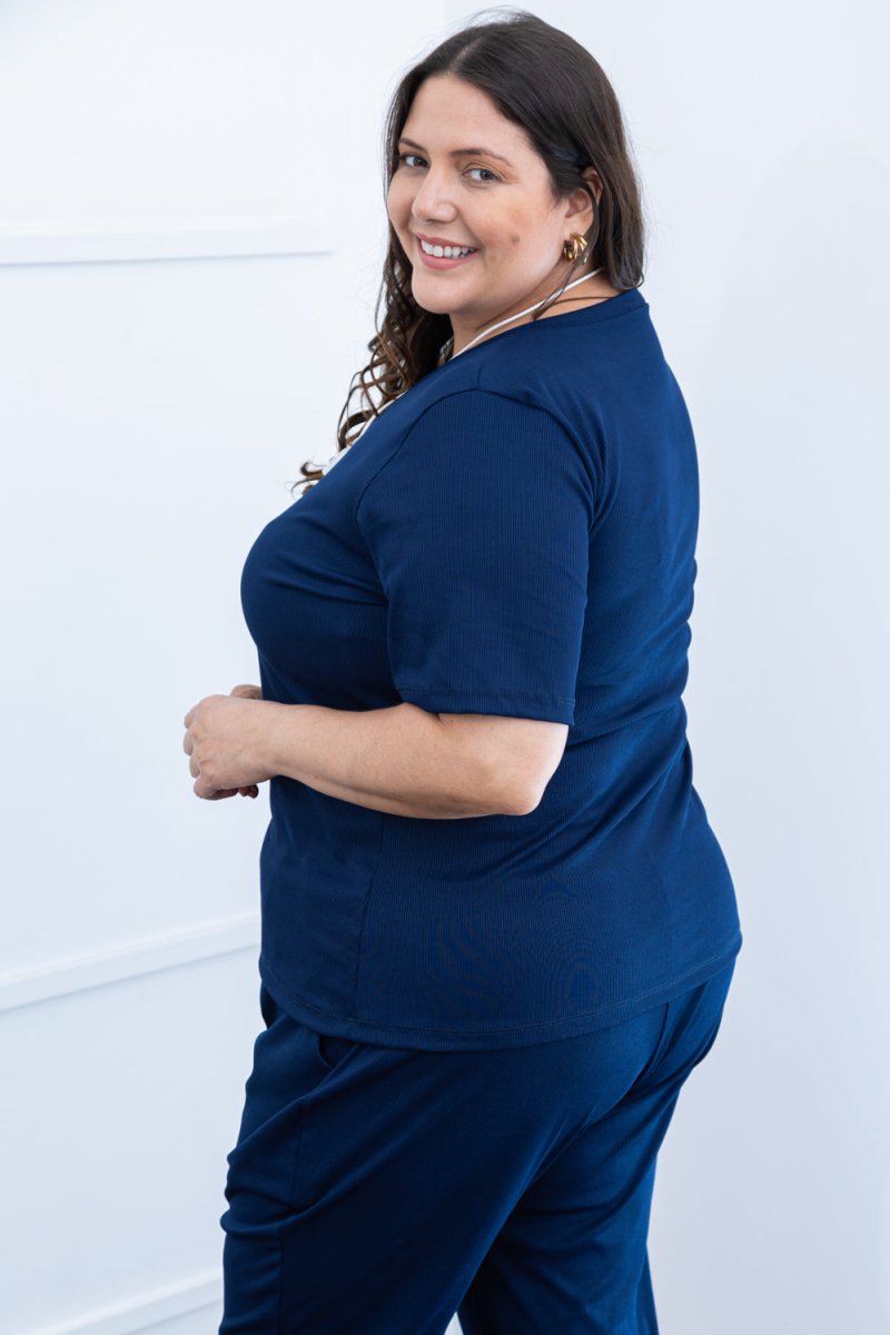 Blusa Nina - Gola V Canelado Flex - Naguirre Shop