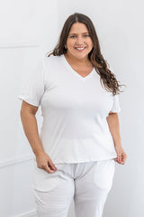 Blusa Nina - Gola V Canelado Flex - Naguirre Shop