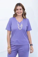 Blusa Nina - Gola V Canelado Flex - Naguirre Shop