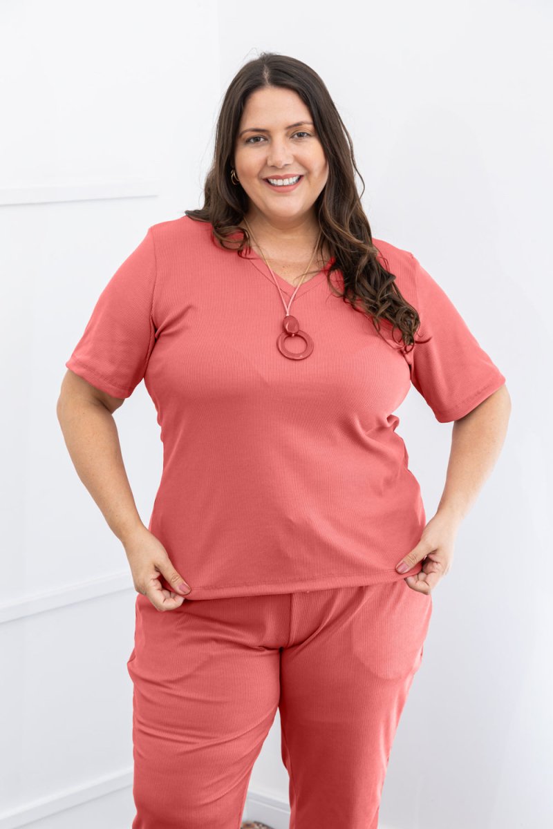 Blusa Nina - Gola V Canelado Flex - Naguirre Shop