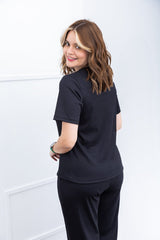 Blusa Nina - Gola V Canelado Flex - Naguirre Shop