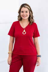 Blusa Nina - Gola V Canelado Flex - Naguirre Shop