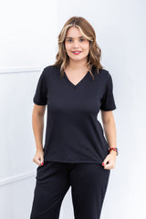 Blusa Nina - Gola V Canelado Flex - Naguirre Shop