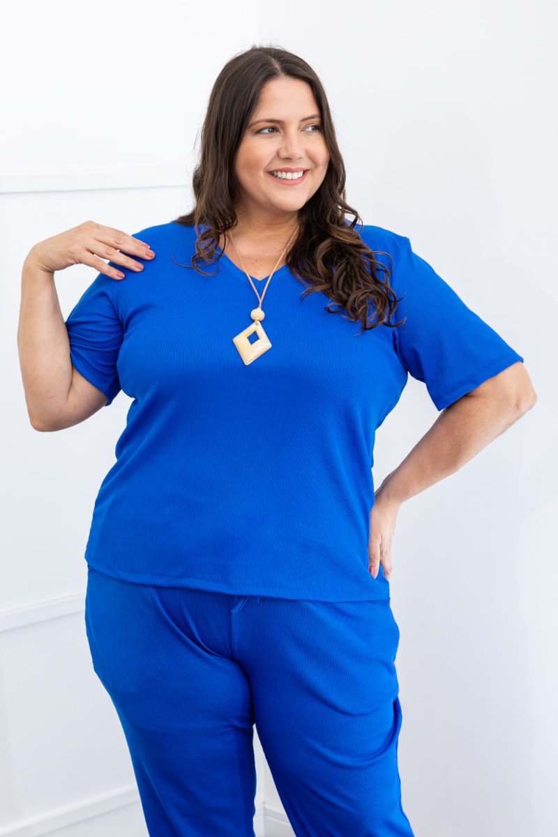 Blusa Nina - Gola V Canelado Flex - Naguirre Shop