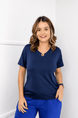 Blusa Osaka - T-Shirt Decote V em Malha Confort - Naguirre Shop