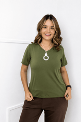 Blusa Osaka - T-Shirt Decote V em Malha Confort - Naguirre Shop