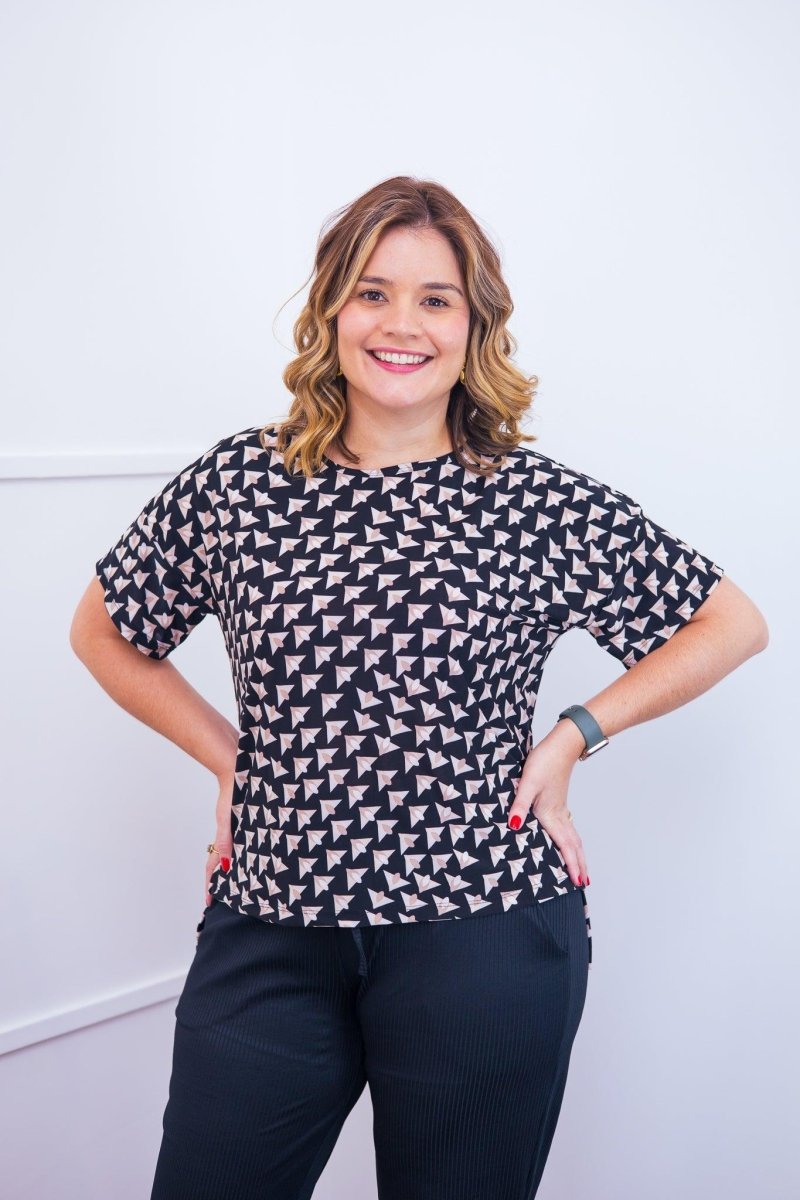 Blusa Paola - Gola Redonda Malha Confort - Naguirre Shop