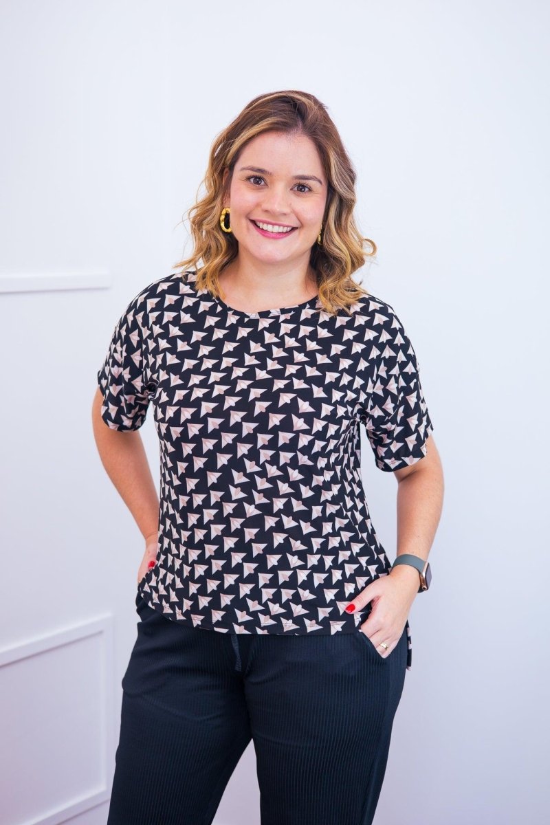 Blusa Paola - Gola Redonda Malha Confort - Naguirre Shop