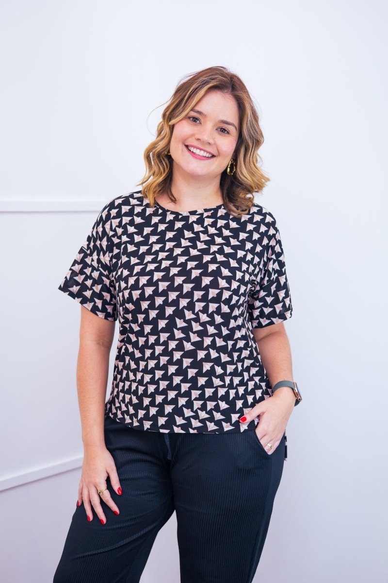 Blusa Paola - Gola Redonda Malha Confort - Naguirre Shop