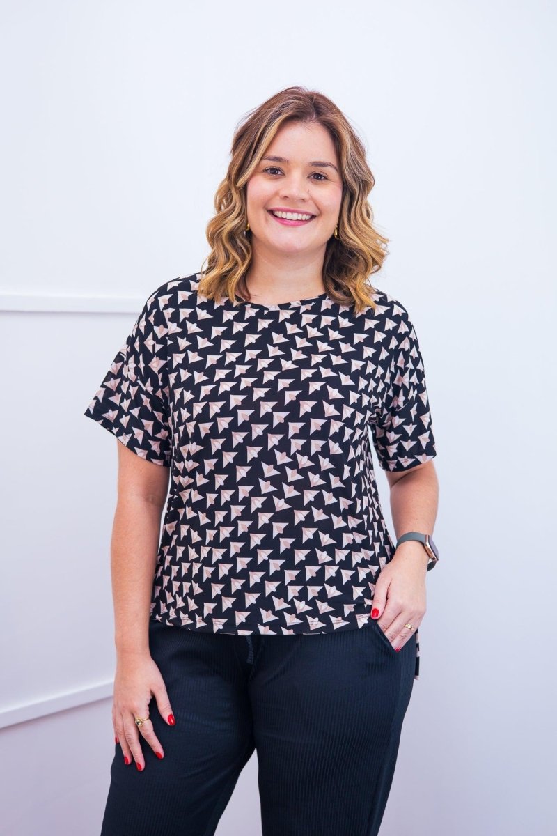 Blusa Paola - Gola Redonda Malha Confort - Naguirre Shop