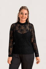 Blusa Valentina em Renda Segunda Pele Manga Longa – Moda Italiana - Naguirre Shop