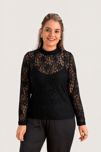 Blusa Valentina em Renda Segunda Pele Manga Longa – Moda Italiana - Naguirre Shop