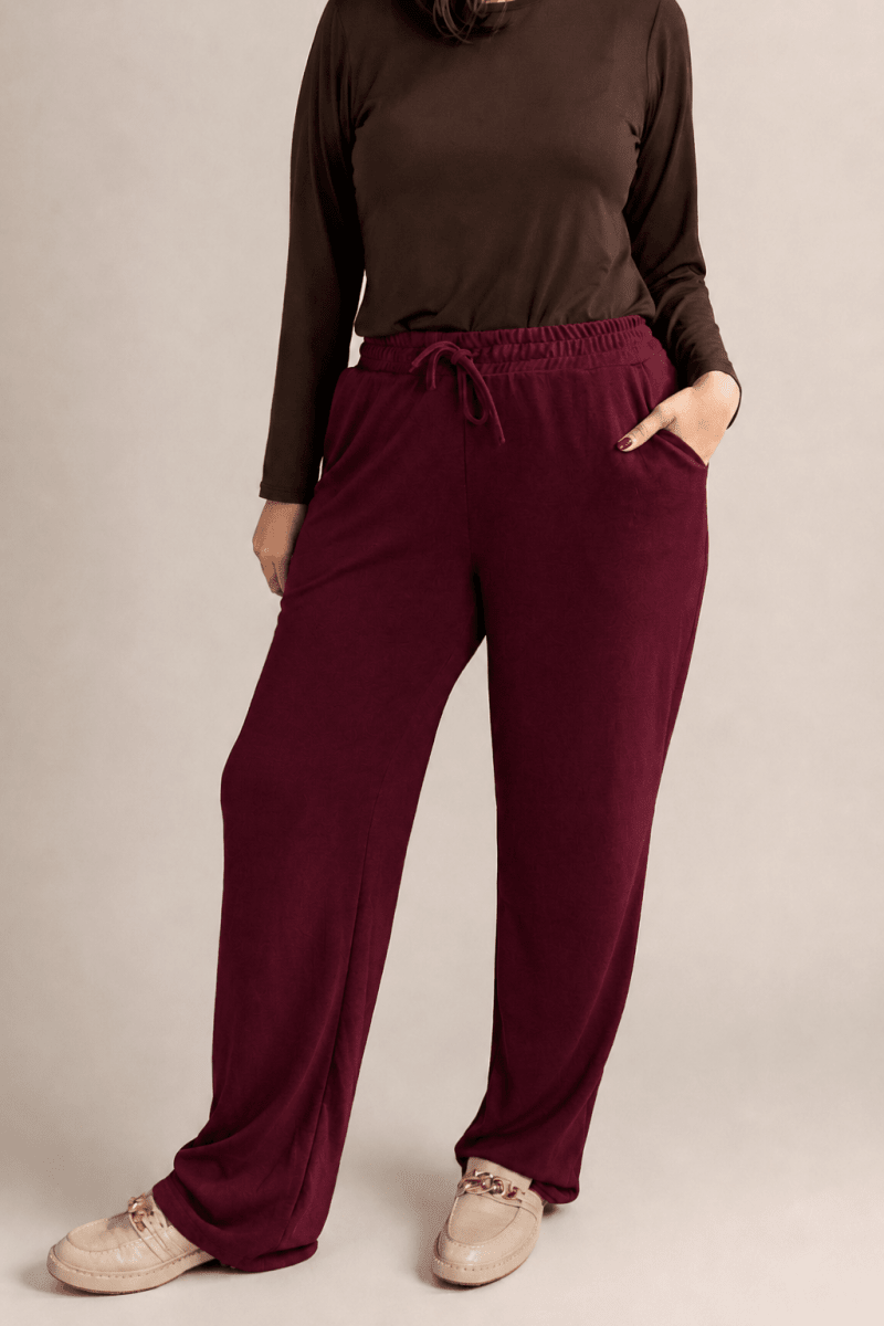 Calça Aspen - Pantalona com Bolsos Faca em Lãzinha Premium - Naguirre Shop