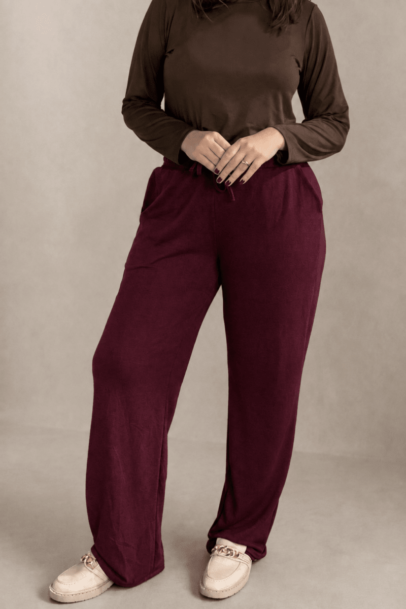 Calça Aspen - Pantalona com Bolsos Faca em Lãzinha Premium - Naguirre Shop