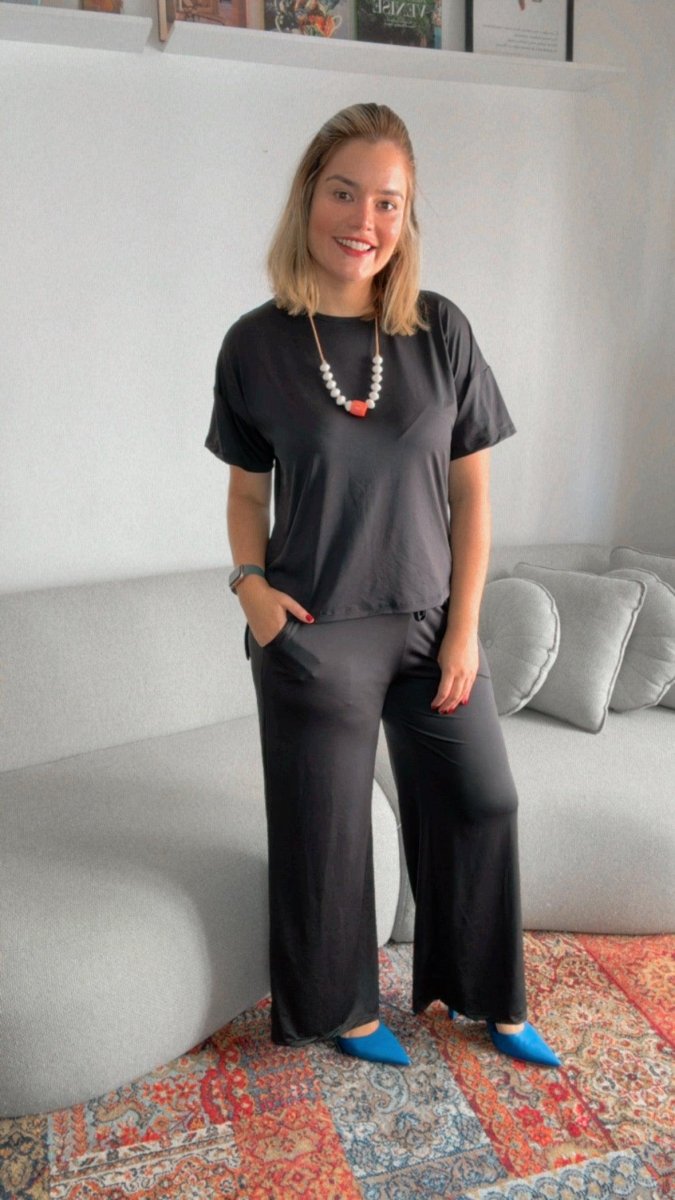 Calça Martina - Pantalona Malha Confort - Naguirre Shop