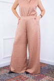 Calça Maxi Renata – Pantalona em Linho Light com Bolsos Laterais - Naguirre Shop