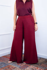 Calça Maxi Renata – Pantalona em Linho Light com Bolsos Laterais - Naguirre Shop