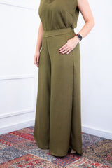 Calça Maxi Renata – Pantalona em Linho Light com Bolsos Laterais - Naguirre Shop