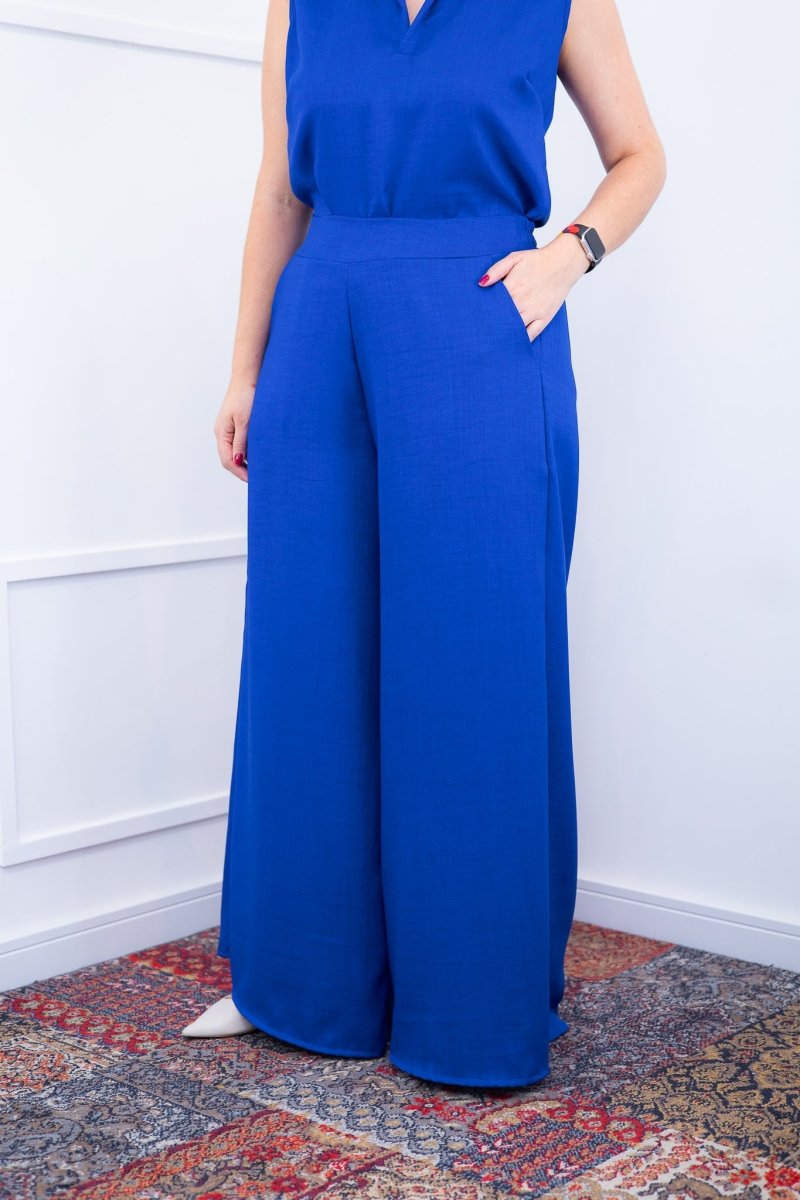 Calça Maxi Renata – Pantalona em Linho Light com Bolsos Laterais - Naguirre Shop