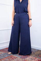 Calça Maxi Renata – Pantalona em Linho Light com Bolsos Laterais - Naguirre Shop