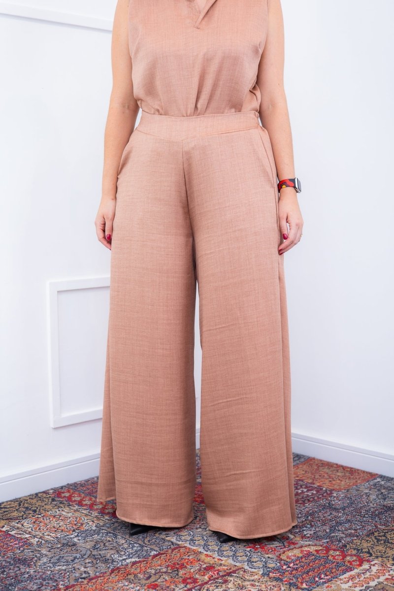 Calça Maxi Renata – Pantalona em Linho Light com Bolsos Laterais - Naguirre Shop