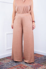 Calça Maxi Renata – Pantalona em Linho Light com Bolsos Laterais - Naguirre Shop