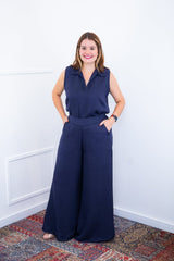 Calça Maxi Renata – Pantalona em Linho Light com Bolsos Laterais - Naguirre Shop