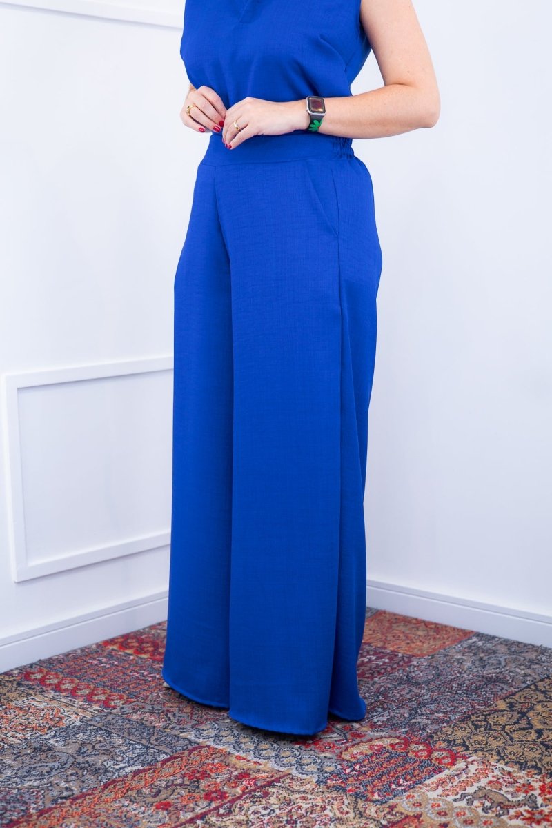 Calça Maxi Renata – Pantalona em Linho Light com Bolsos Laterais - Naguirre Shop