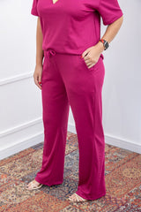 Calça Serena – Pantalona Clássica com Bolsos em Canelado Flex - Naguirre Shop