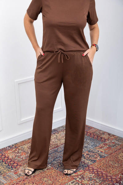 Calça Serena – Pantalona Clássica com Bolsos em Canelado Flex - Naguirre Shop