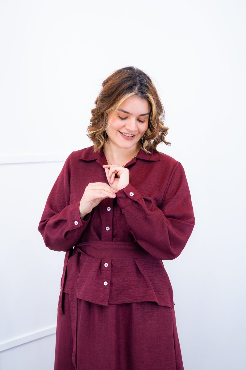 Camisa Social Encanto – Com Cinto e Manga Longa em Linho Light - Naguirre Shop
