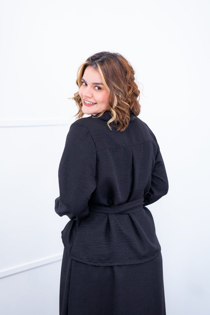 Camisa Social Encanto – Com Cinto e Manga Longa em Linho Light - Naguirre Shop