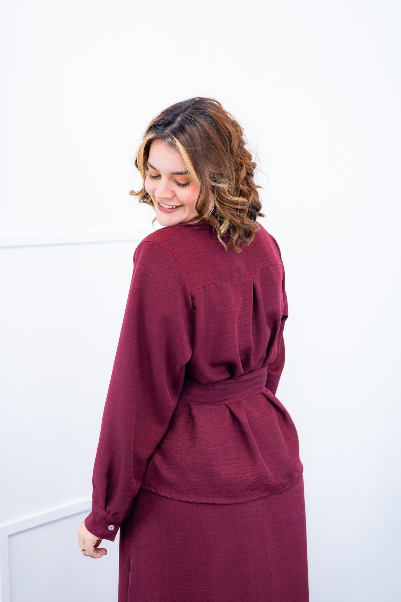 Camisa Social Encanto – Com Cinto e Manga Longa em Linho Light - Naguirre Shop