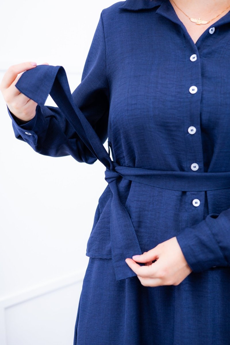 Camisa Social Encanto – Com Cinto e Manga Longa em Linho Light - Naguirre Shop