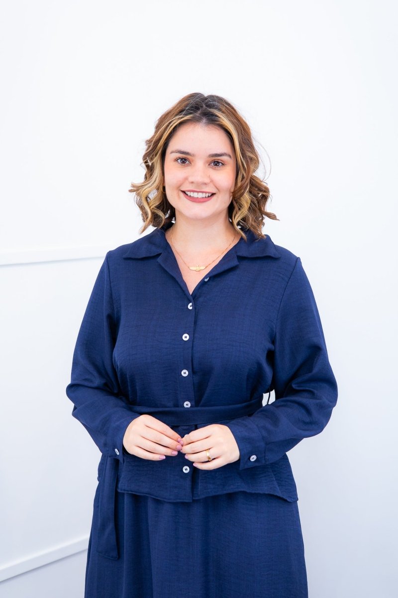 Camisa Social Encanto – Com Cinto e Manga Longa em Linho Light - Naguirre Shop