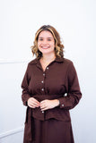 Camisa Social Encanto – Com Cinto e Manga Longa em Linho Light - Naguirre Shop