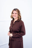 Camisa Social Encanto – Com Cinto e Manga Longa em Linho Light - Naguirre Shop