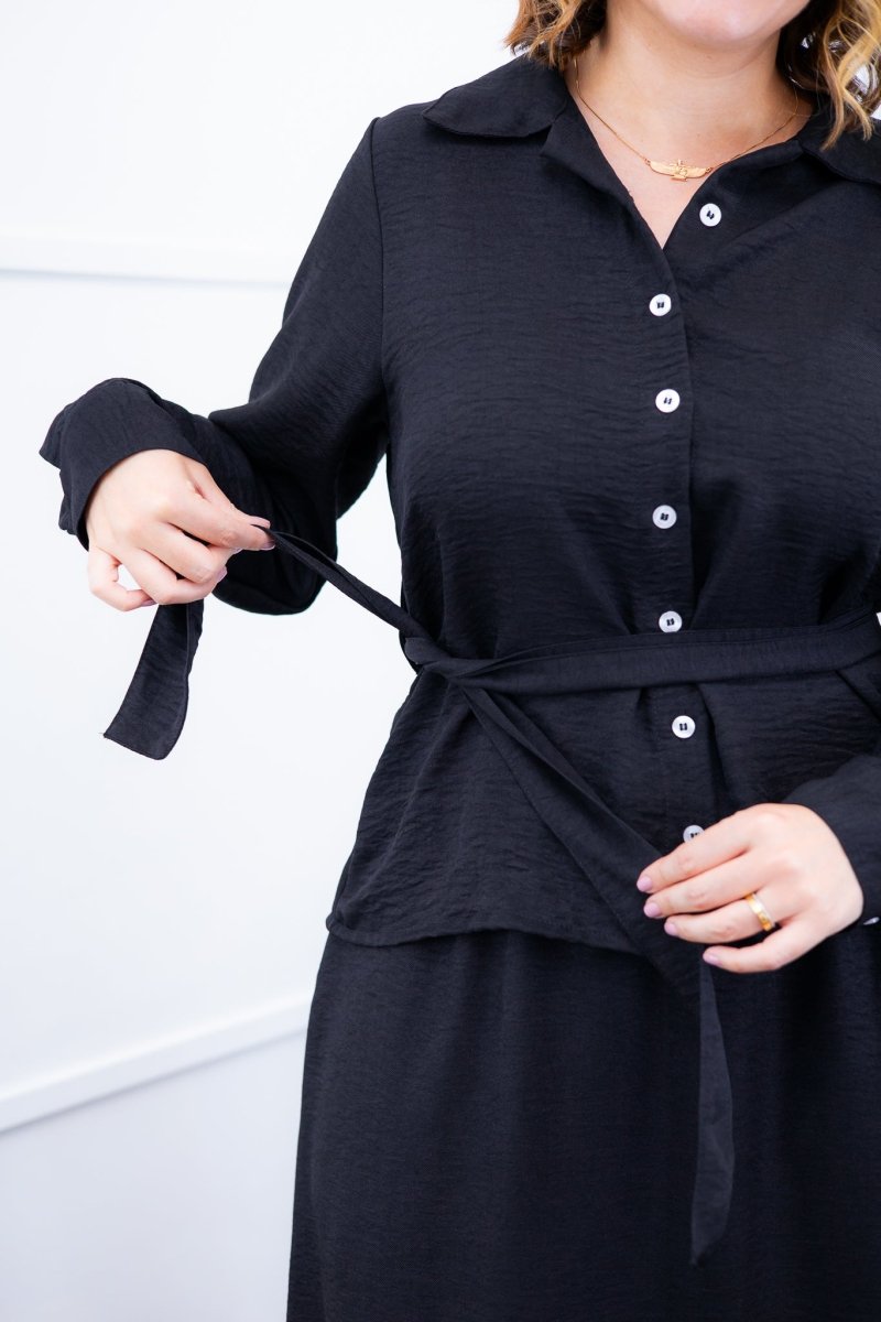 Camisa Social Encanto – Com Cinto e Manga Longa em Linho Light - Naguirre Shop