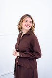 Camisa Social Encanto – Com Cinto e Manga Longa em Linho Light - Naguirre Shop