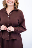 Camisa Social Encanto – Com Cinto e Manga Longa em Linho Light - Naguirre Shop