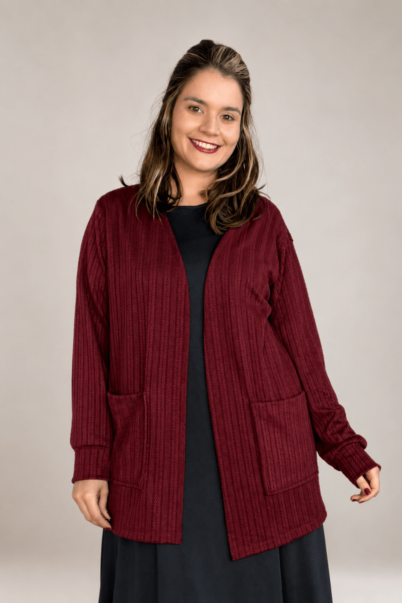 Cardigan Clássico Alongado com Bolsos em Lãzinha Mousse - Naguirre Shop
