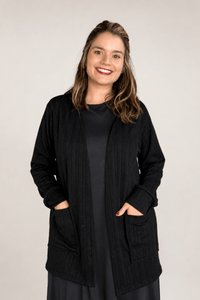 Cardigan Clássico Alongado com Bolsos em Lãzinha Mousse - Naguirre Shop