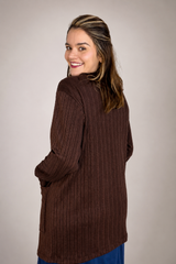 Cardigan Clássico Alongado com Bolsos em Lãzinha Mousse