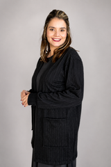 Cardigan Clássico Alongado com Bolsos em Lãzinha Mousse