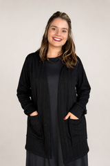 Cardigan Clássico Alongado com Bolsos em Lãzinha Mousse