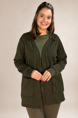 Cardigan Clássico Alongado com Bolsos em Lãzinha Mousse