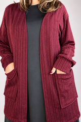 Cardigan Clássico Alongado com Bolsos em Lãzinha Mousse