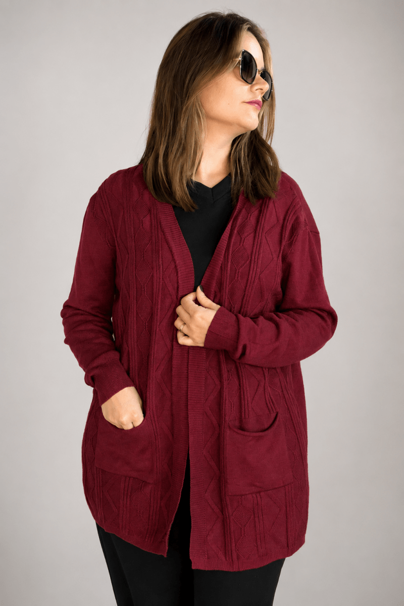 Cardigan Oversized com Bolsos em Tricot Modal Premium - Naguirre Shop